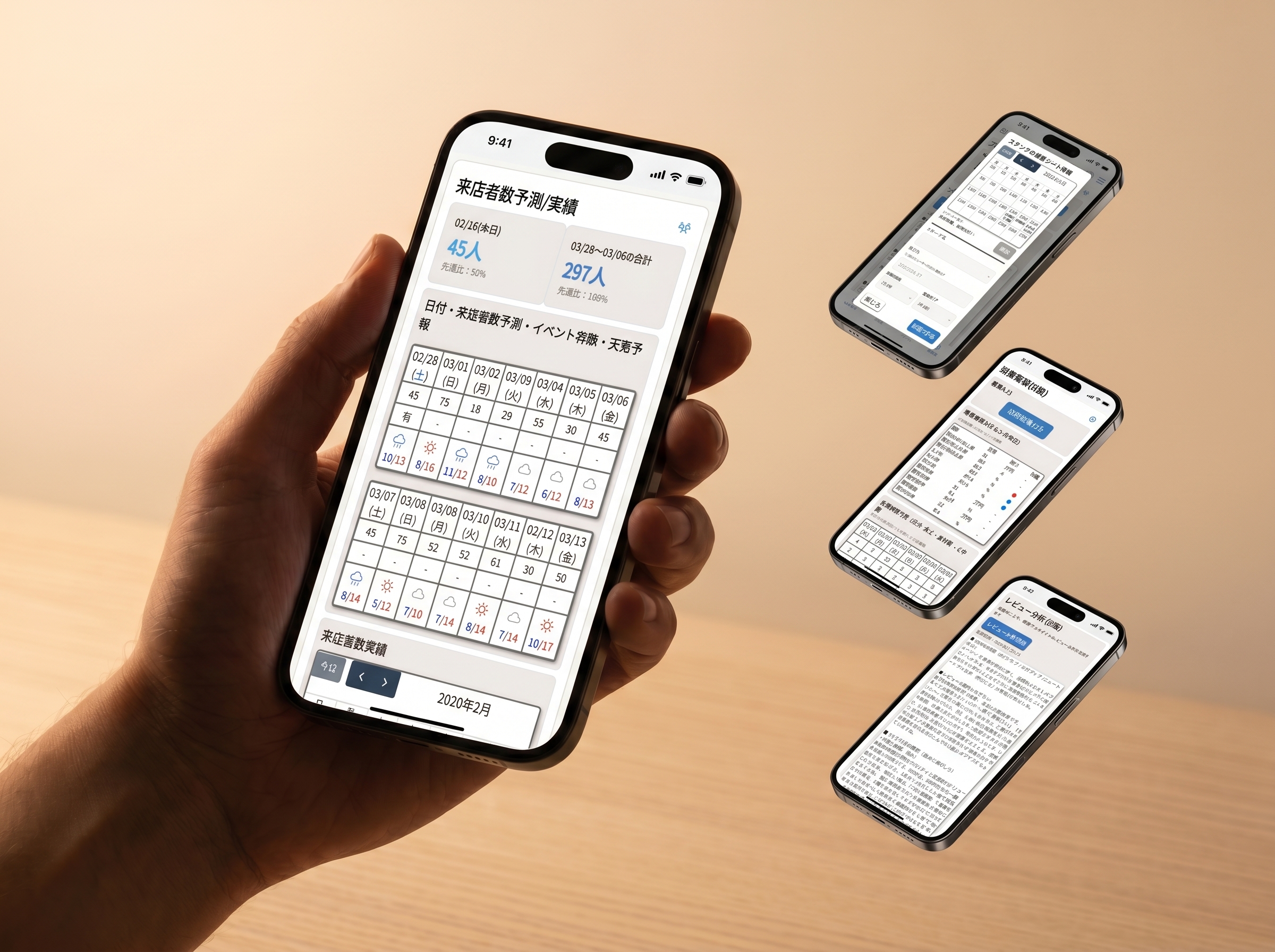 MiraiNavi のダッシュボード・シフト・財務・AIアドバイザー画面